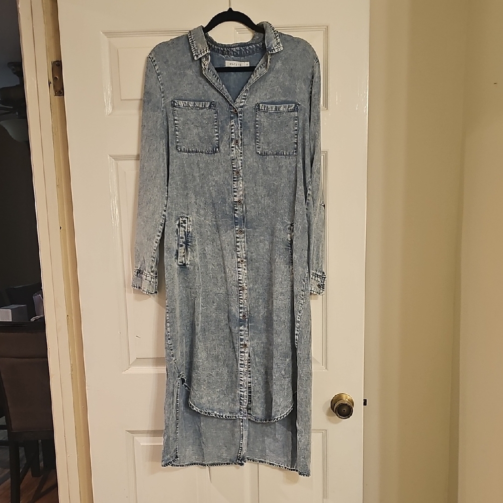 Casual Blue Long Sleeve Denim Dress
